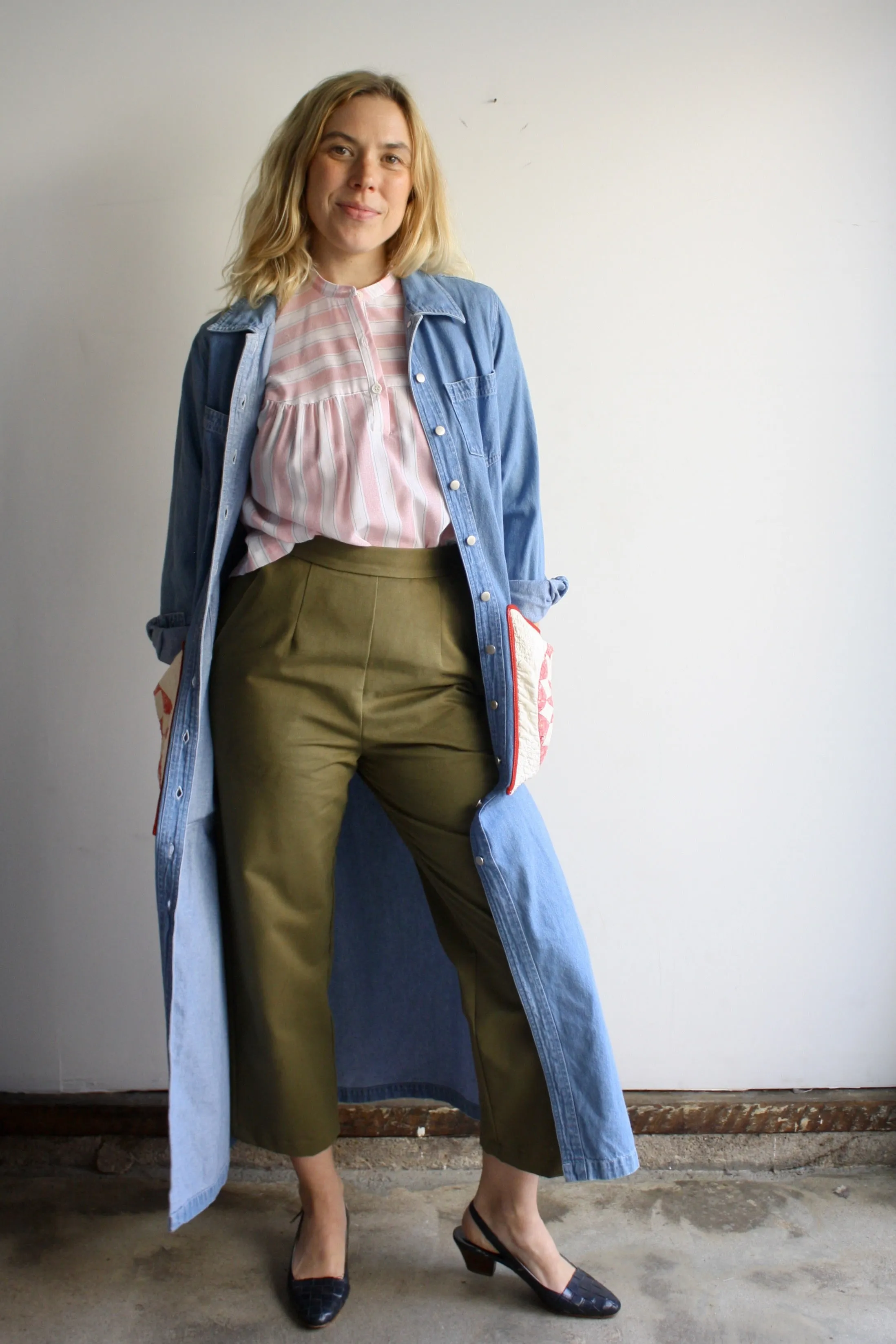 Addie Blouse - Red Ticking Stripe