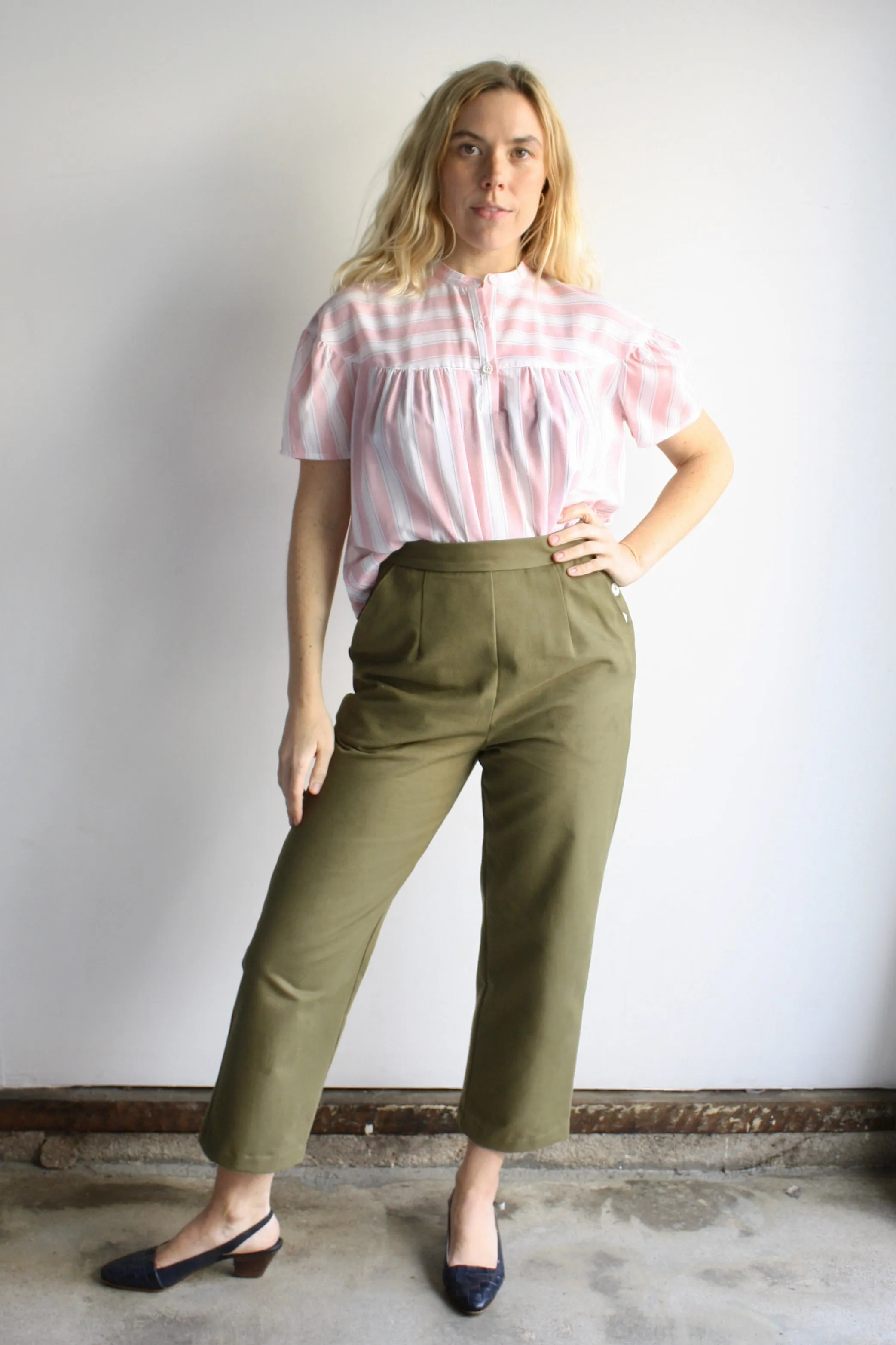 Addie Blouse - Red Ticking Stripe