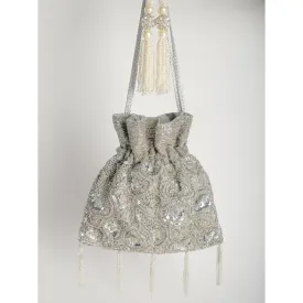 Adora By Ankita Silver Aara Flapper Bag