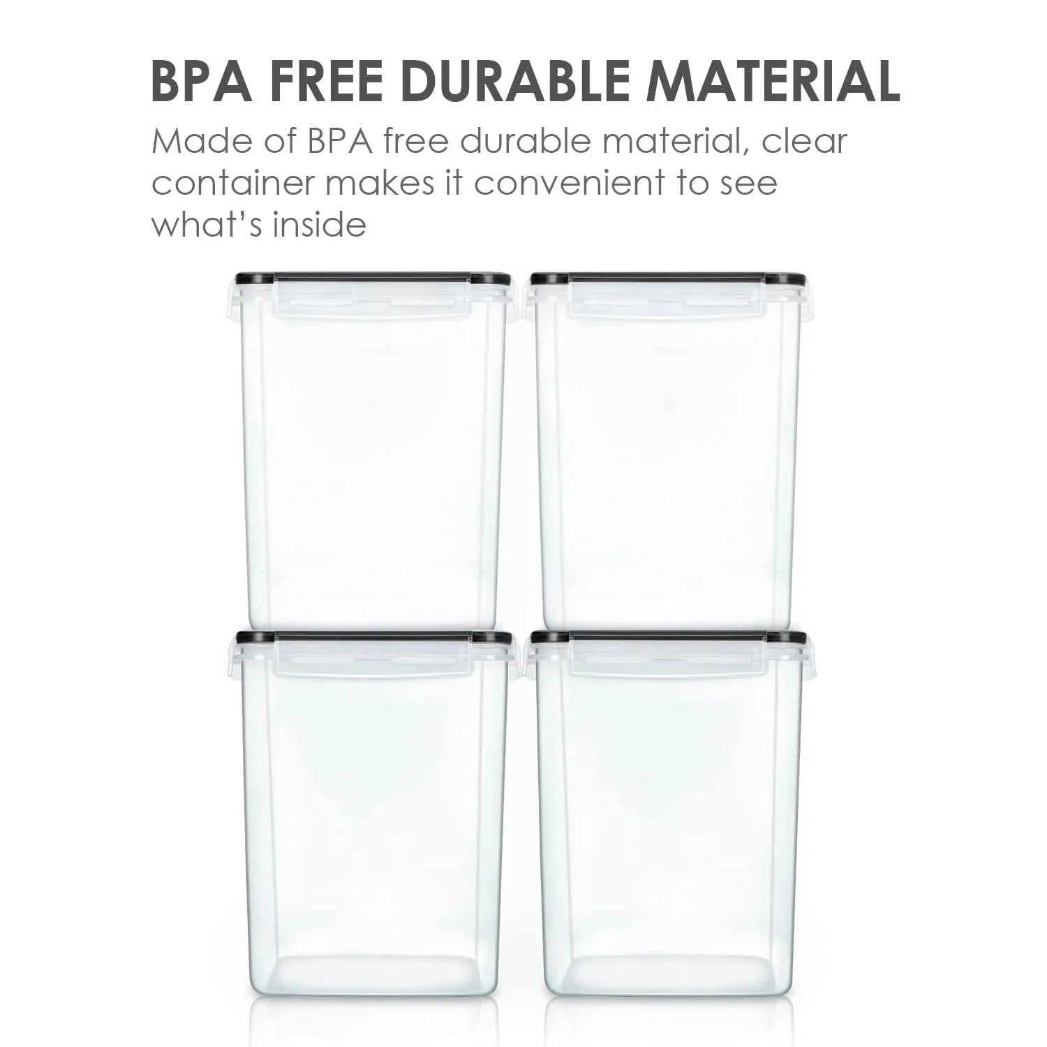 Airtight Storage Canisters, Vtopmart 4 Pcs Large Food Storage Container for Flour, Sugar, 5.2L/176oz