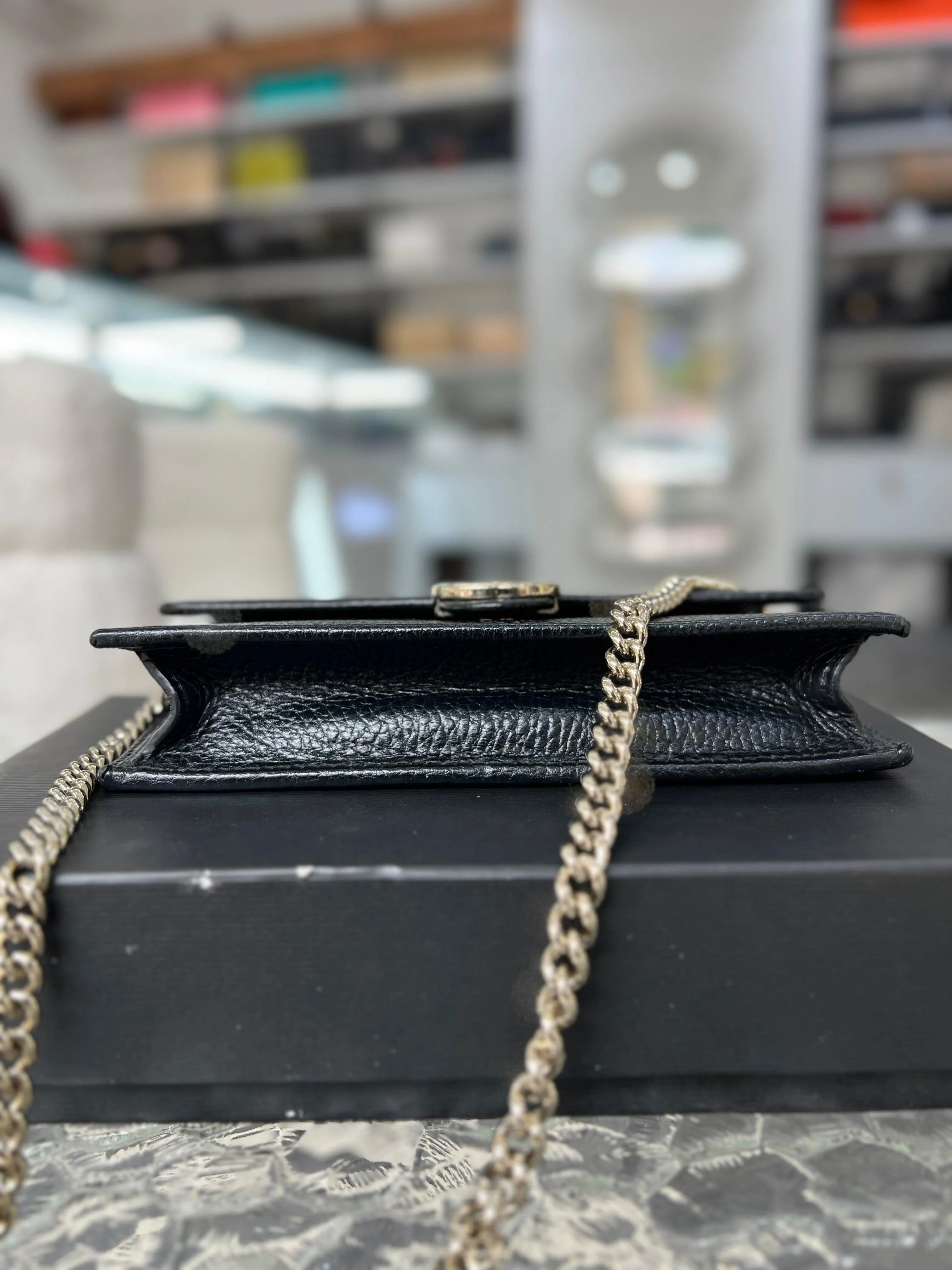 GUCCI Icon GG Interlocking Wallet On Chain Black