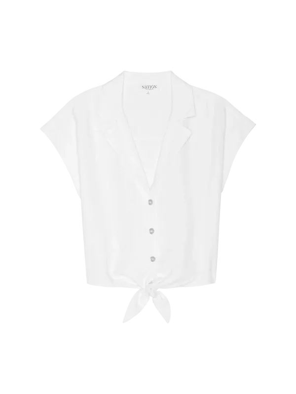 Nation Noemi Tie Front Tank in Porcelain
