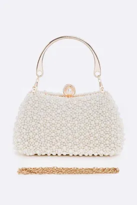Pearl Embellishment Double Sided Statement Clutch