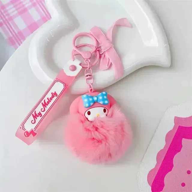 Sanrio Pom Pom Doll Face Keychains