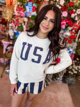 USA Crop Pullover Sweater